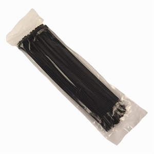 Kabel strips - 3,6 x 300 mm. - sort - 100 stk. pakke.